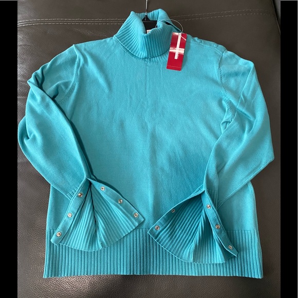NWT NINE & Co. Collared Sweater With Snap On Sleeves/Collar Sz L - Picture 6 of 11